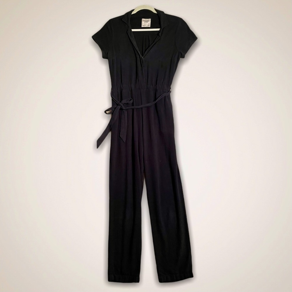 Black Collared Button Down Utility Jumpsuit